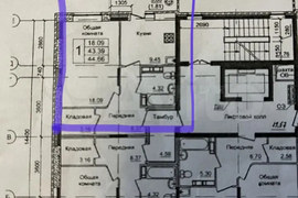 1-к. квартира, 43,4 м², 5/9 эт.